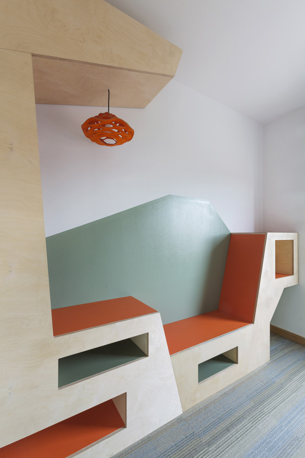 kids room furniture in green and orange colour