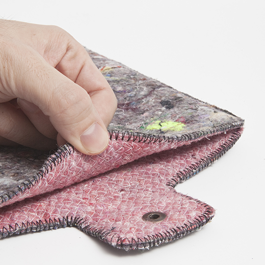 shred tablet sleeve made from recycled fabric waste