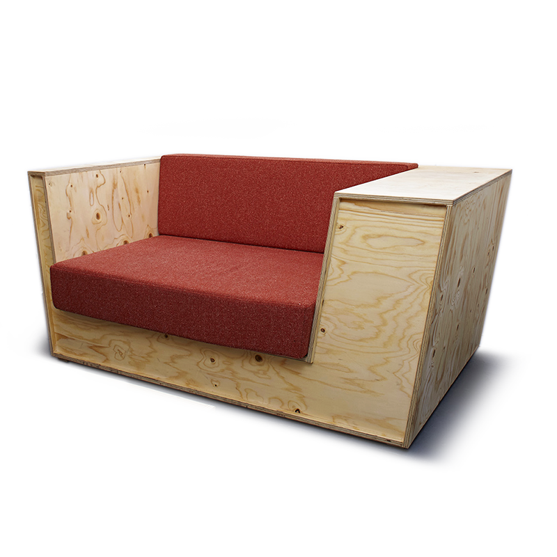 wooden sofa in a box shape