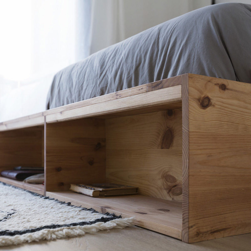 close up wooden bed