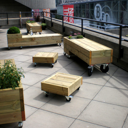 chunky outdoor furniture on wheels