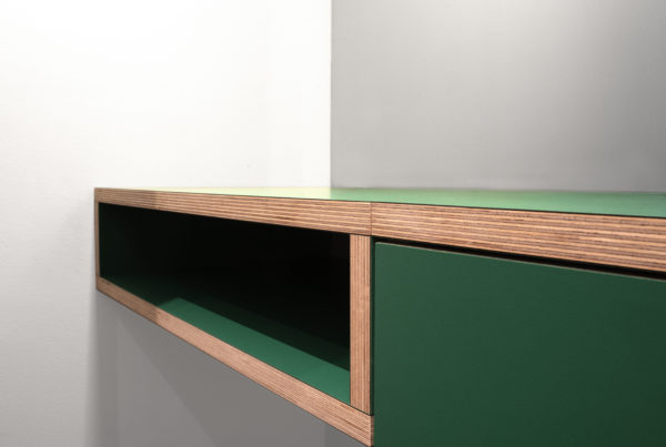 green shelf in kids room